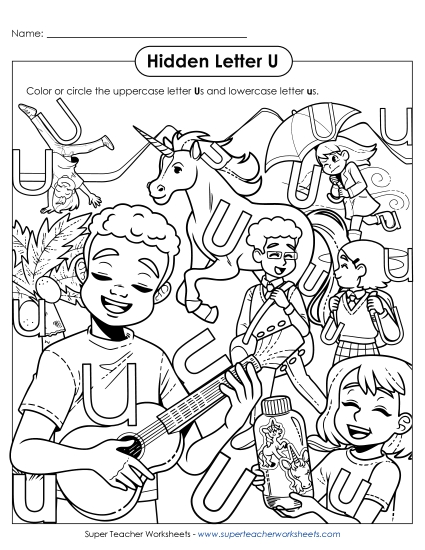 New Hidden Letter U Worksheet