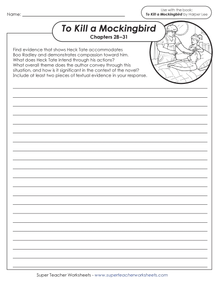 New Writing Prompt: Heck Tate & Boo Radley Worksheet