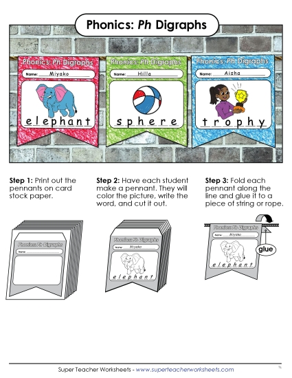 New Ph Digraphs Pennants Worksheet New Ph Digraphs Pennants Worksheet