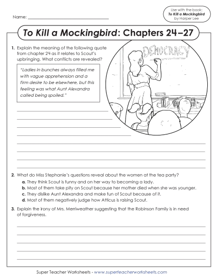 New Questions for Chapters 24–27<br>To Kill a Mockingbird Worksheet