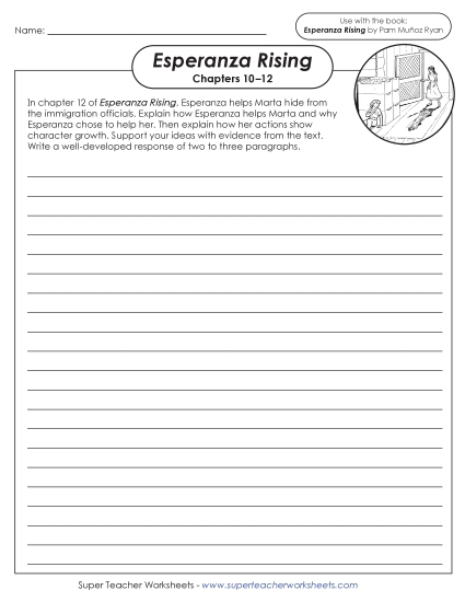 New Writing Prompt: Esperanza Helps Marta<br>(Character Growth) Worksheet