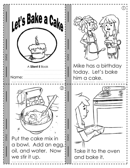 Mini-Book: Let\'s Bake a Cake Minibooks Worksheet