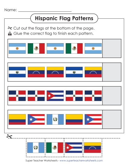 New Hispanic Flag Patterns Worksheet New Hispanic Flag Patterns Worksheet