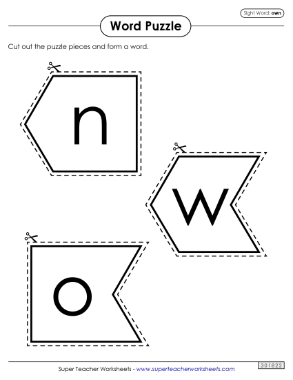 Word Puzzle: Own Sight Words Individual Worksheet