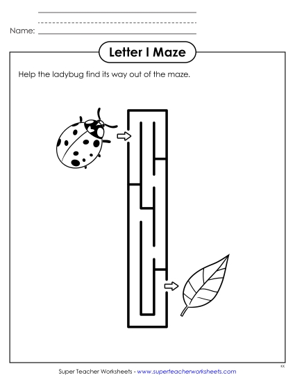 New Lowercase Letter l Maze Worksheet
