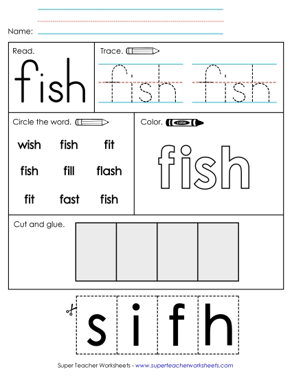 Worksheet 2: Fish Sight Words Individual Worksheet