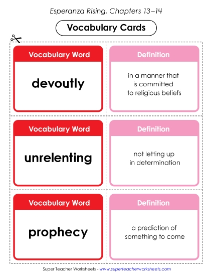 New Chapters 13–14 Vocabulary Cards Worksheet New Chapters 13–14 Vocabulary Cards Worksheet