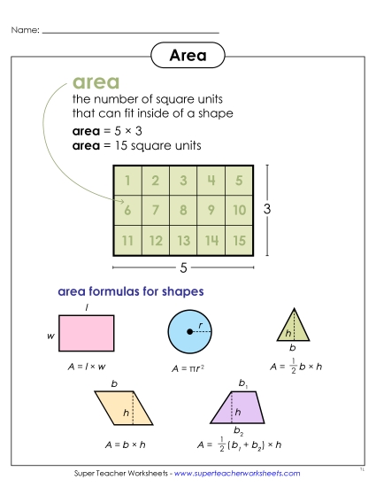 New Area Anchor Chart (Basic Shapes) Worksheet