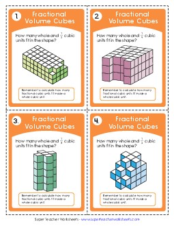 Fractional Volume Cubes Task Cards Geometry Worksheet