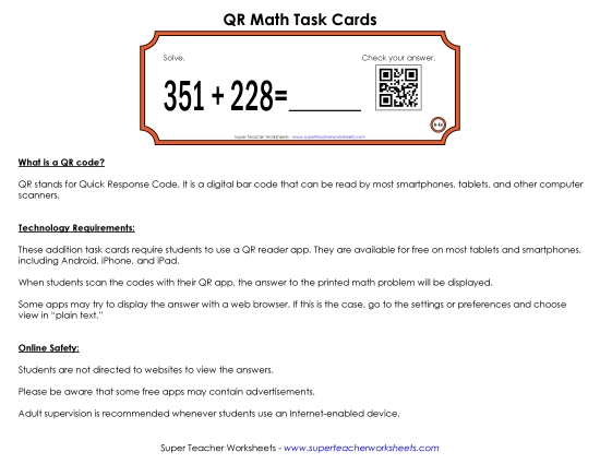 Preview image for QR Code Task Cards (3-Digit)