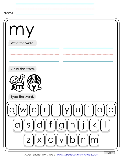 Write, Color, Type: My Sight Words Individual Worksheet