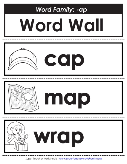New Word Wall: -ap Words Worksheet New Word Wall: -ap Words Worksheet