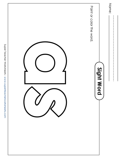 Paint or Color: As Sight Words Individual Worksheet
