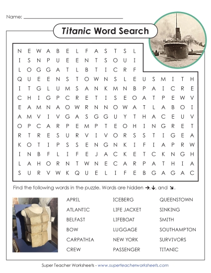 New Titanic Word Search Worksheet New Titanic Word Search Worksheet