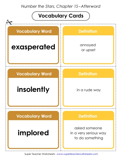 New Vocabulary Cards: Chapter 15–Afterword Worksheet New Vocabulary Cards: Chapter 15–Afterword Worksheet