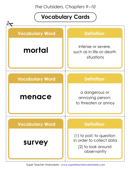 New Vocabulary Cards (Chapters 9–10) Worksheet New Vocabulary Cards (Chapters 9–10) Worksheet