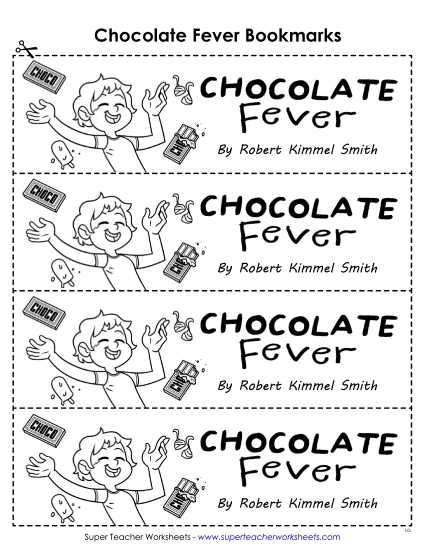 Choco. Fever Bookmark Book Chocolate Fever Worksheet
