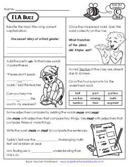 New ELA Buzz: Week 26<br>Worksheets 126 through 130 Worksheet