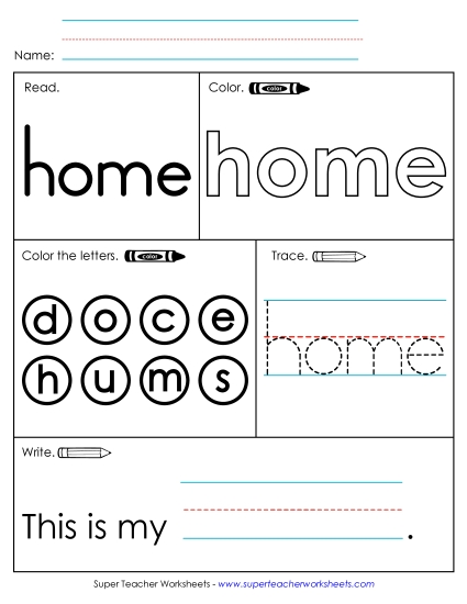 Worksheet 1: Home Sight Words Individual Worksheet