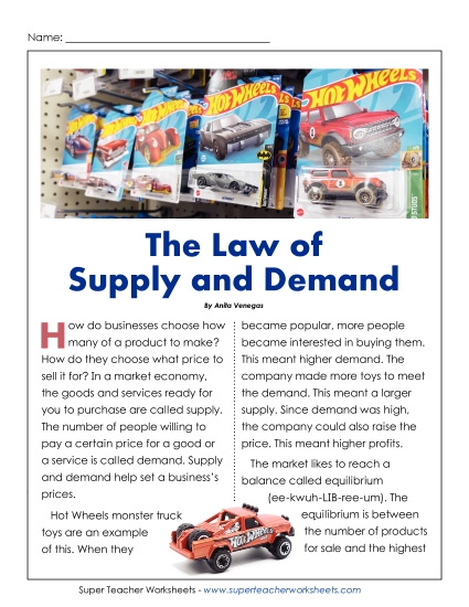 New The Law of Supply and Demand Worksheet