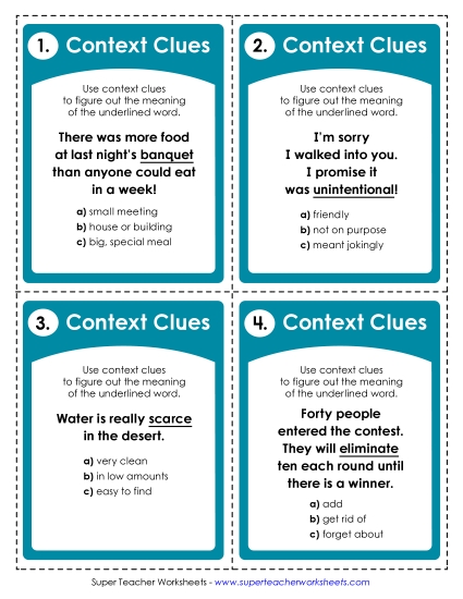 Preview image for Context Clues Task Cards (Intermediate)