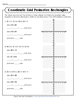 New Coordinate Grid Perimeter: Rectangles Worksheet