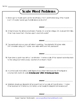 Scale Word Problems Ratio Worksheet