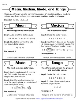 Mean, Median, Mode, and Range Anchor Chart Mean Median Mode Range Worksheet