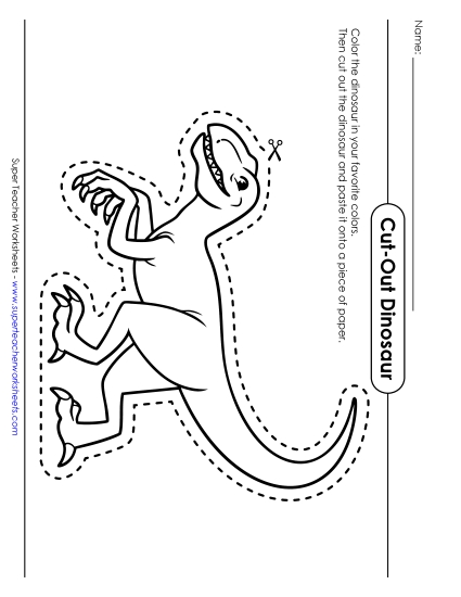 New Cut-Out Dinosaur Worksheet