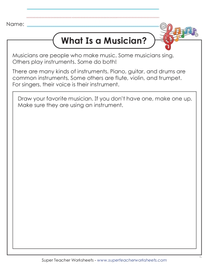 New What Is a Musician? Drawing Worksheet New What Is a Musician? Drawing Worksheet