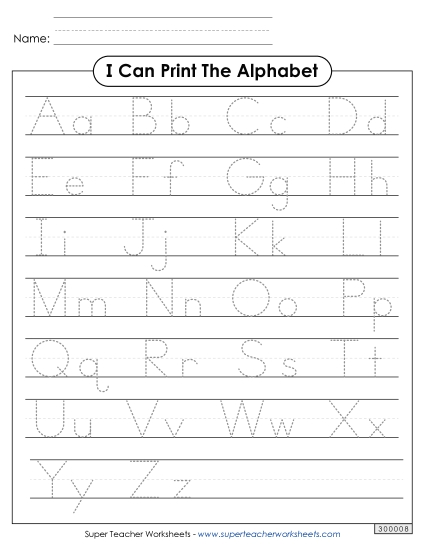 Printing Practice (Both Upper and Lower) Worksheet