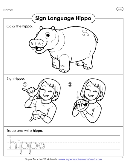 New Hippo (ASL) Worksheet