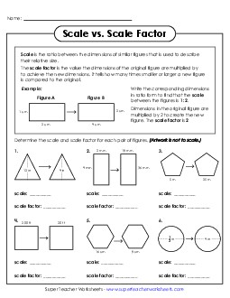 Find Scale and Scale Factor Ratio Worksheet