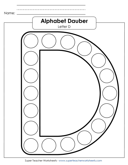 Letter D - Dabber Alphabet Worksheet