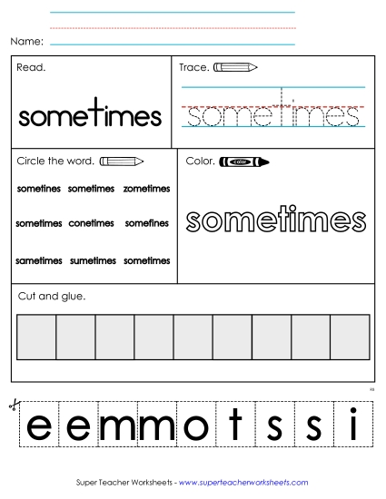 Worksheet 2: Sometimes Sight Words Individual Worksheet