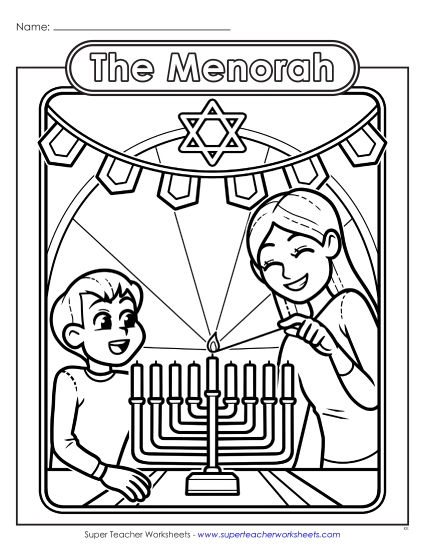 New Menorah Coloring Page Worksheet