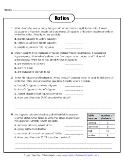 New Ratio Word Problems (Advanced) Worksheet