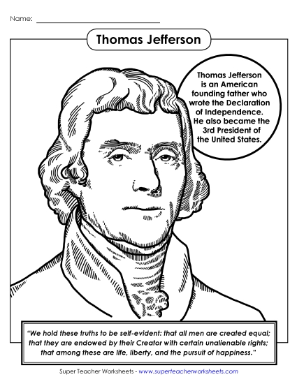 Thomas Jefferson Presidents Worksheet