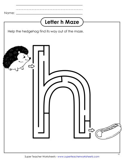 New Lowercase Letter h Maze Worksheet