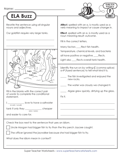 New 6th Grade ELA Buzz: Week 17<br>Worksheets 81 through 85 Worksheet New 6th Grade ELA Buzz: Week 17<br>Worksheets 81 through 85 Worksheet