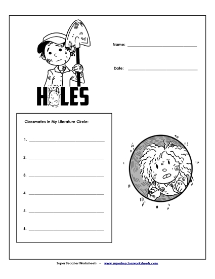 Lit. Circles: Cover Page Book Holes Worksheet