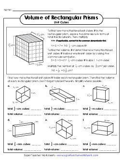 Calculating Fractional Unit Cubes Geometry Worksheet