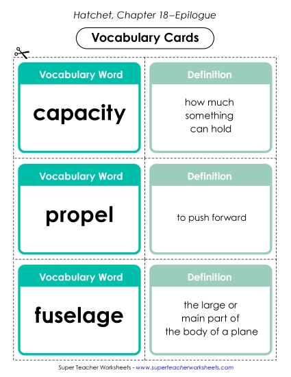 New Vocabulary Cards (Chapter 18–Epilogue) Worksheet New Vocabulary Cards (Chapter 18–Epilogue) Worksheet