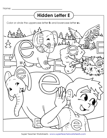 New Hidden Letter E Worksheet