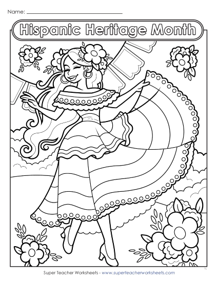 New Hispanic Heritage Month Coloring Page (Dancer) Worksheet New Hispanic Heritage Month Coloring Page (Dancer) Worksheet