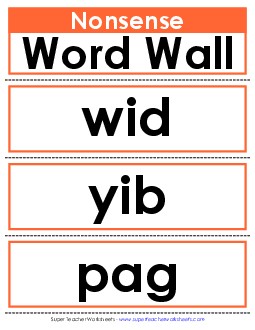 Nonsense Word Wall Nonsense Words Worksheet