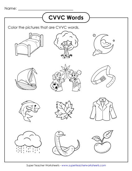 New Color the Words (CVVC) Worksheet New Color the Words (CVVC) Worksheet