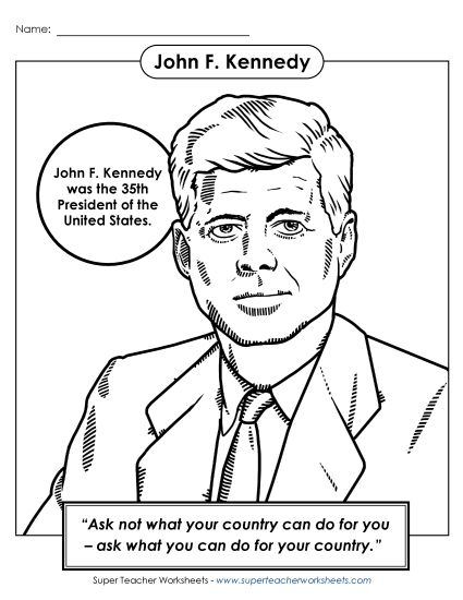 Preview image for President #35: John F. Kennedy Coloring Page