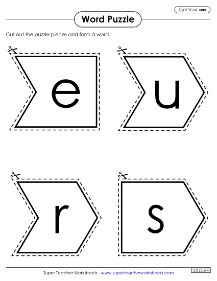 Word Puzzle: Sure Sight Words Individual Worksheet