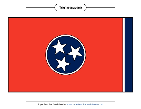 Tennessee State Flag (Full-Color Version) States Individual Worksheet